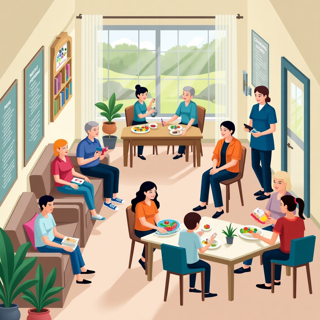 STA living room, social zone, with games and activities